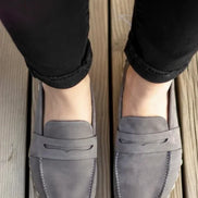 Barefoot Nubuck Gray Penny Loafers