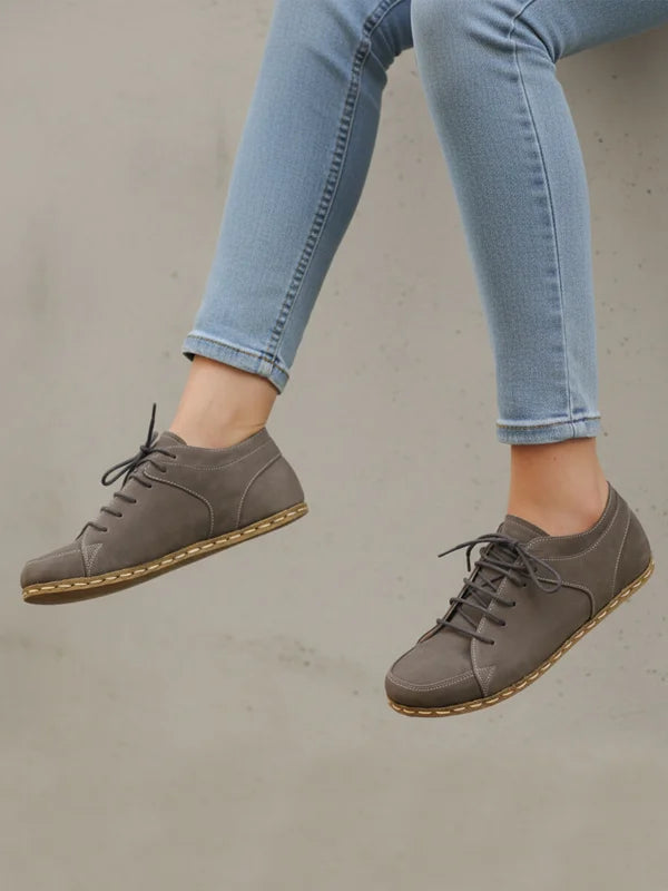 Women Gray Leather Sneakers
