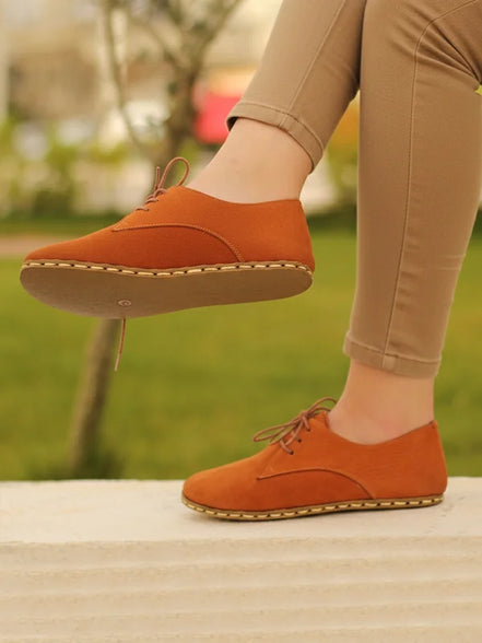 Barefoot Nubuck Orange Leather Oxford Shoes