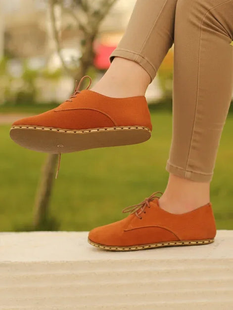 Barefoot Nubuck Orange Leather Oxford Shoes