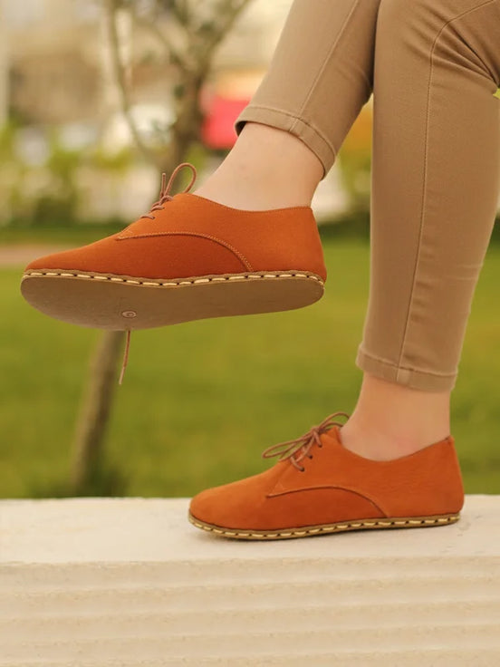 Barefoot Nubuck Orange Leather Oxford Shoes