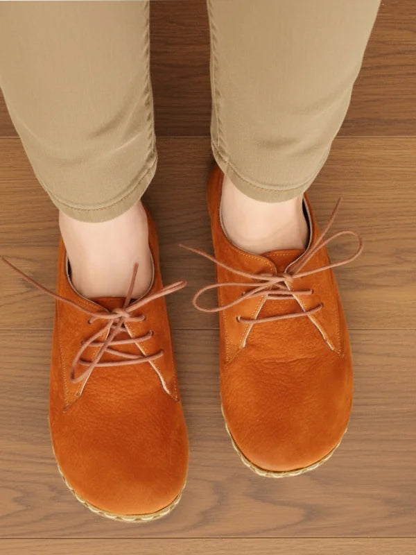 Barefoot Nubuck Orange Oxford Shoes for Women