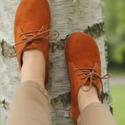 Barefoot Women's Nubuck Orange Oxford Shoes
