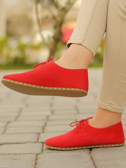 Barefoot Nubuck Red Leather Oxford Shoes
