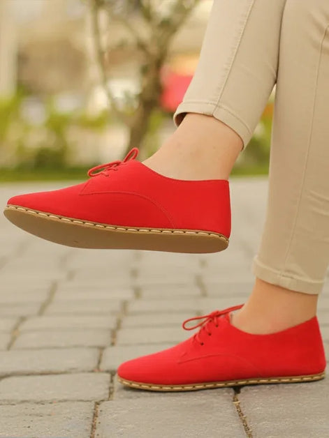 Barefoot Nubuck Red Leather Oxford Shoes