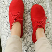 Barefoot Nubuck Red Oxford Shoes for Women