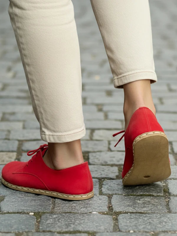 Barefoot Womens Red Oxford Shoes