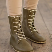 Barefoot Olive Green Ankle Boots Womens
