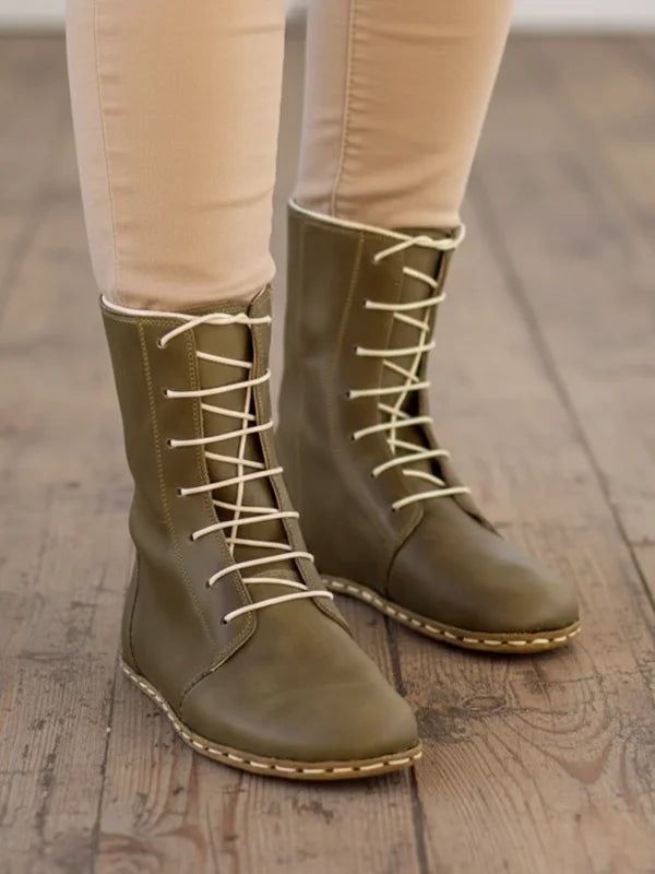 Barefoot Olive Green Ankle Boots Womens