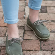 Barefoot Olive Green Boat Shoes Women