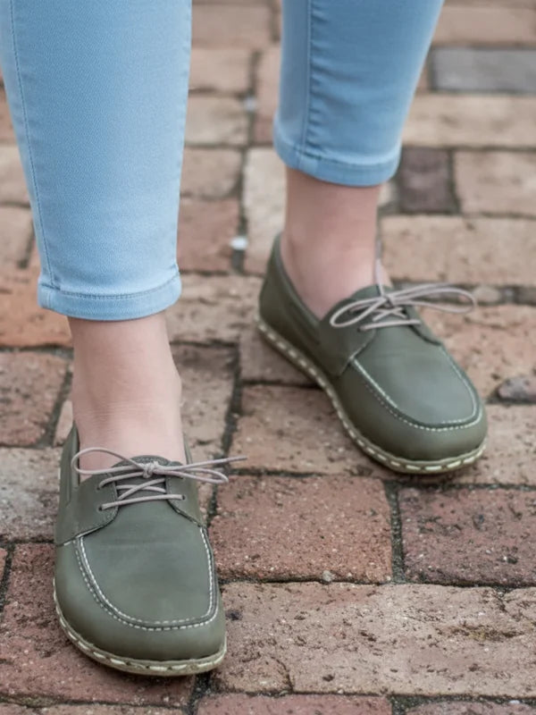 Barefoot Olive Green Boat Shoes Women