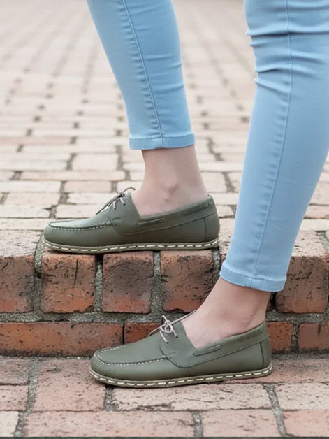 Barefoot Olive Green women Boat Shoes