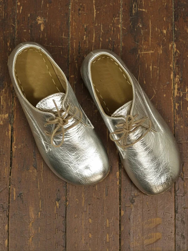 Barefoot Silver Oxford Shoes for Women