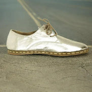 Barefoot Silver Leather Oxford Shoes
