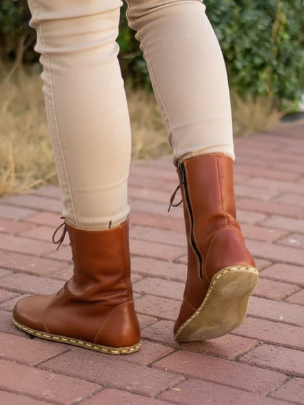 Barefoot Tan Ankle Boots for Women