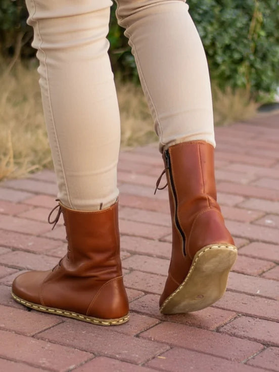 Barefoot Tan Ankle Boots for Women