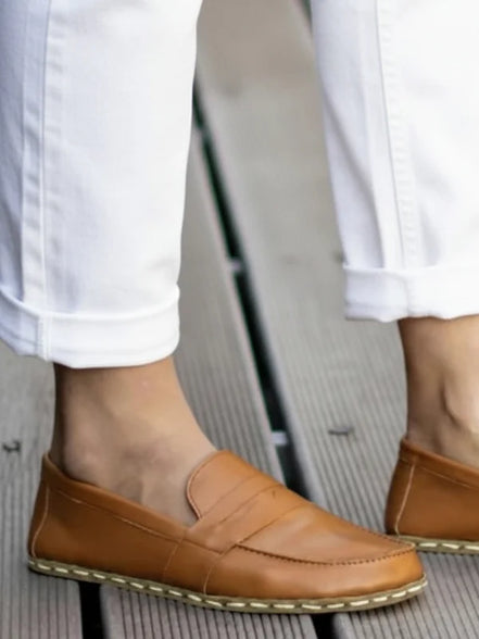 Barefoot Tan Penny Loafers for Women