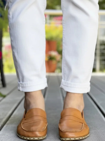 Womens Tan Penny Loafers