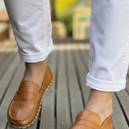 Barefoot Tan Penny Loafers for Women