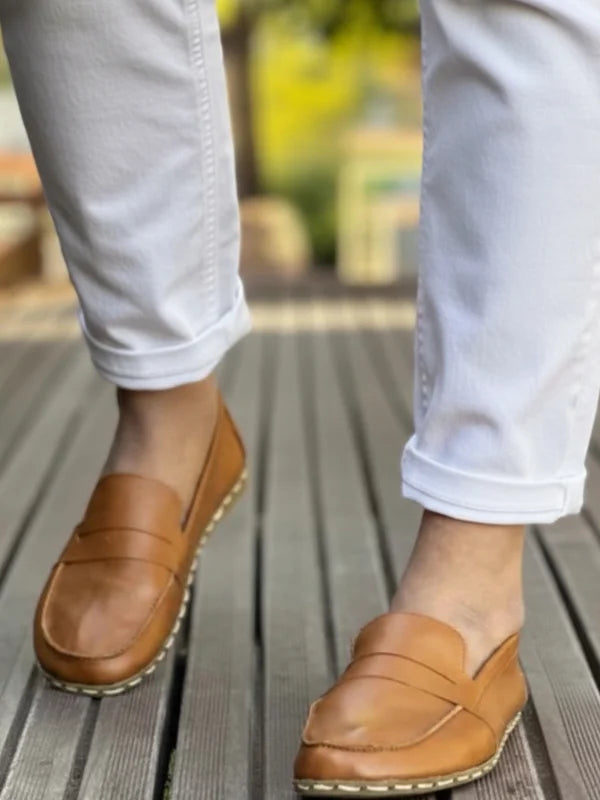 Barefoot Tan Penny Loafers for Women