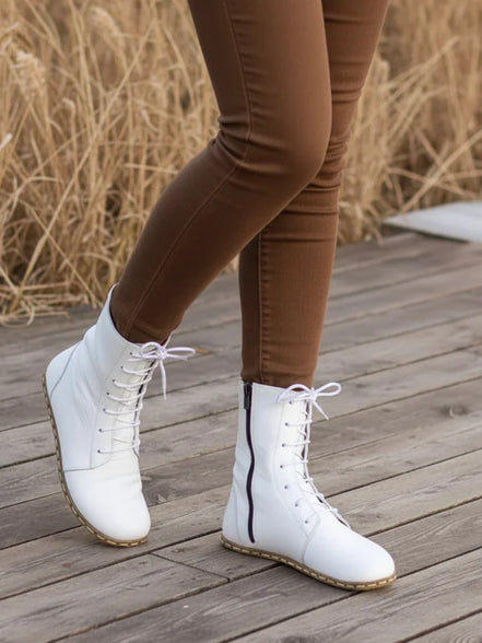 Barefoot White Ankle Boots for Women
