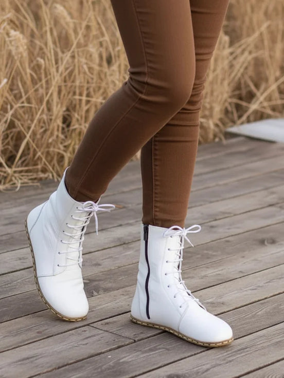 Barefoot White Ankle Boots for Women