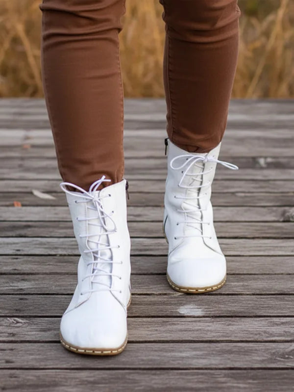 Barefoot White Ankle Boots