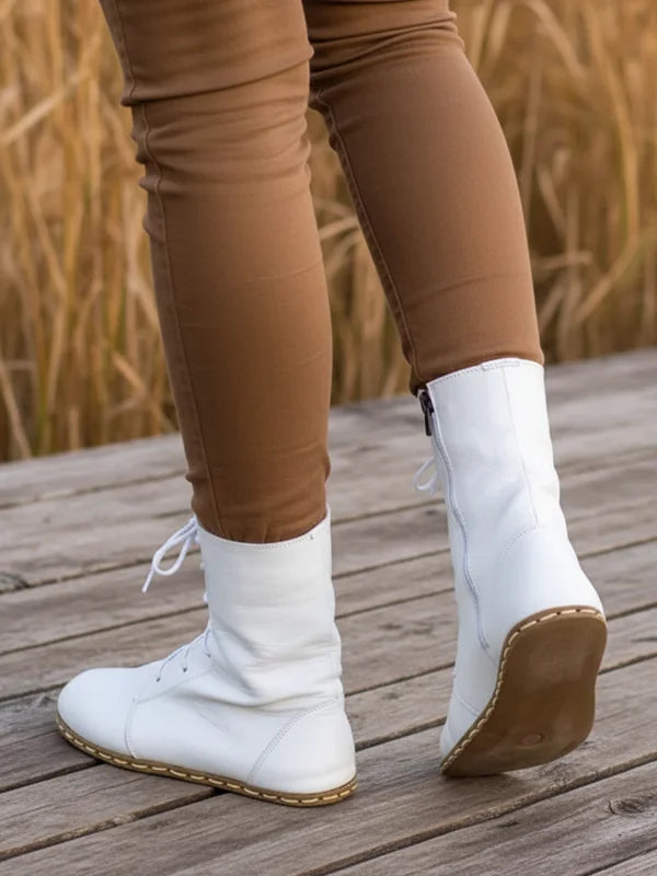 Barefoot White Ankle Boots