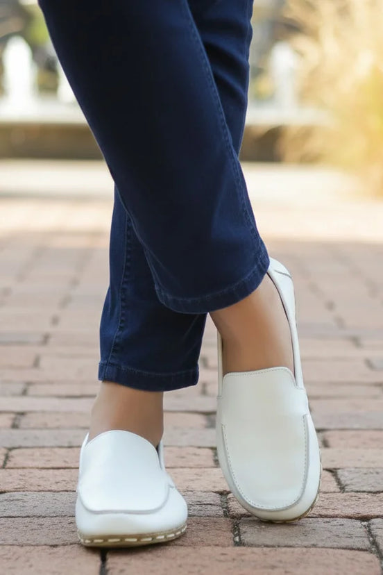 Barefoot White Moccasins