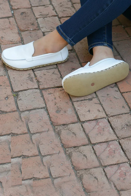 Barefoot White Leather Loafers
