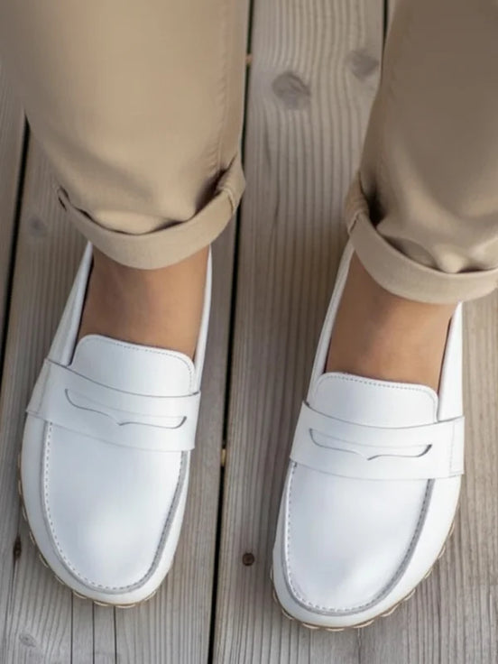 Barefoot White Penny Loafers for Women