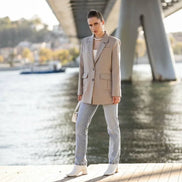 Beige Blazer for Women Wool