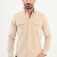 Beige Corduroy Shirt Mens