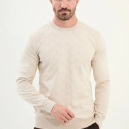 Beige Crewneck Sweater Men