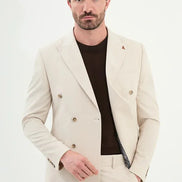 Marion Cotton Beige Double Breasted Suit