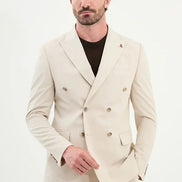 Marion Cotton Beige Double Breasted Suit