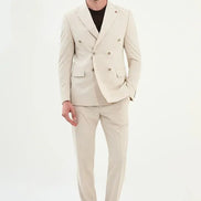 Marion Cotton Beige Double Breasted Suit