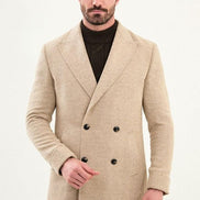 Marina Herringbone Wool Coat Beige