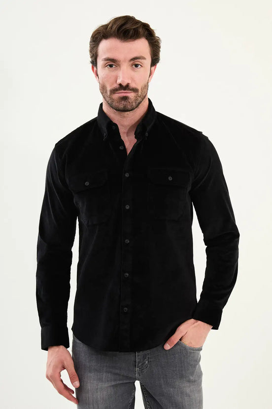 Black Corduroy Shirt Mens