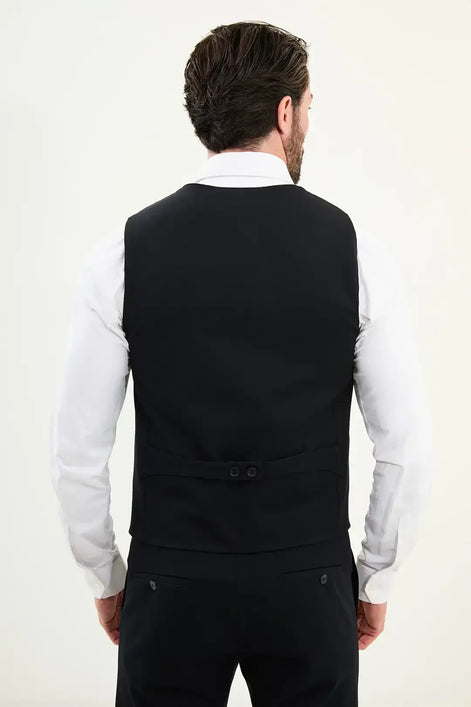 Black Wool Suit Vest