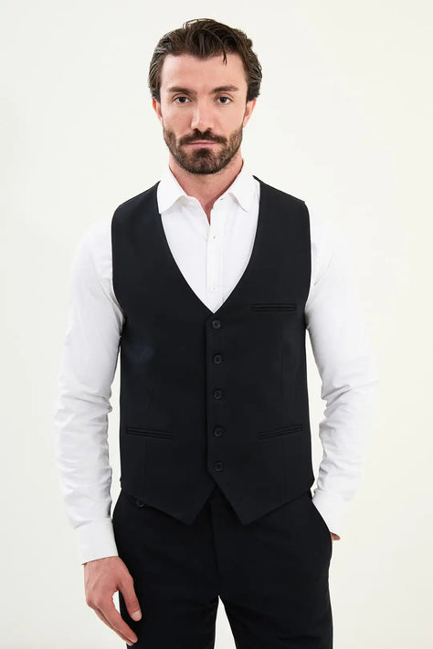 Black Wool Suit Vest