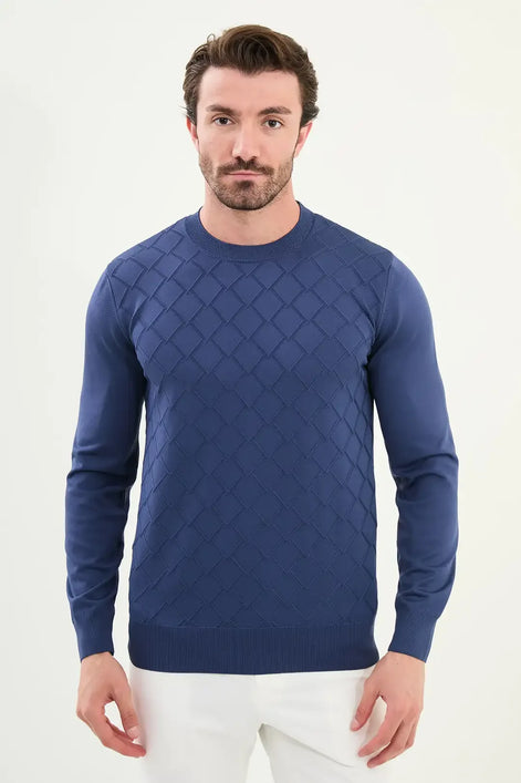 Blue Crewneck Sweater Men