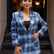 Blue Plaid Suit Women
