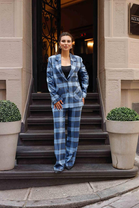 Blue Plaid Suit Women