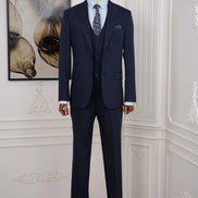 Navy Blue Slim Fit 3 Piece Suit