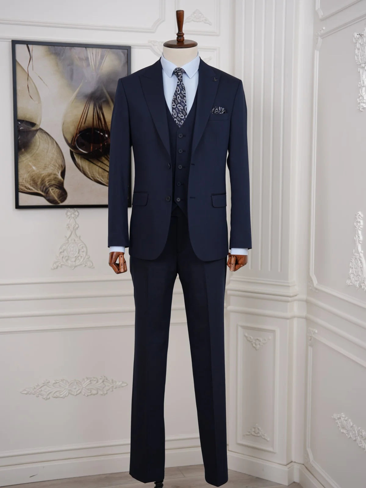 Navy Blue Slim Fit 3 Piece Suit