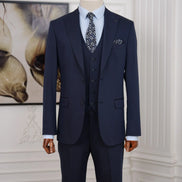 Navy Blue Slim Fit 3 Piece Suit