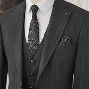 Pinstripe Black Slim Suit