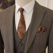 Pinstripe Brown Slim Suit