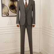 Pinstripe Brown Slim Suit